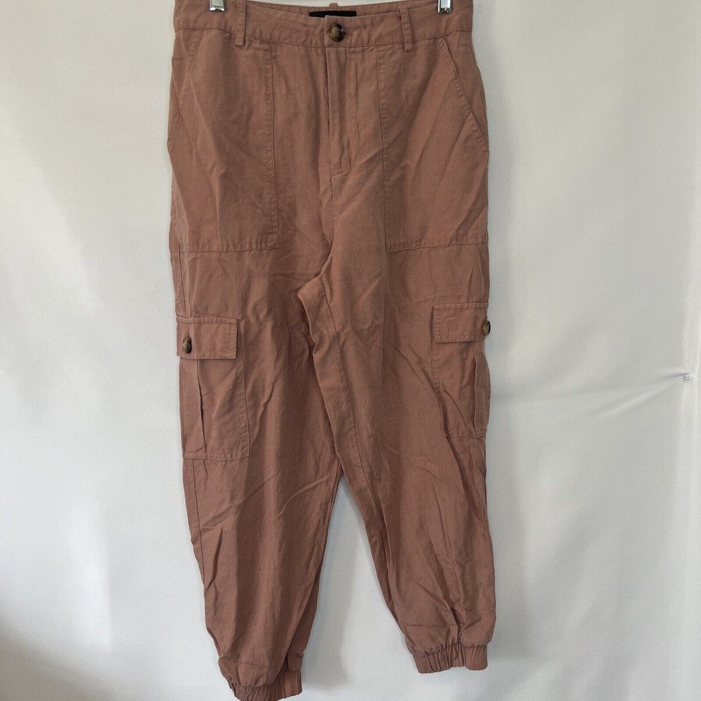 Lost April Women's Ankle Pants Pink Size Small Linen Blend Cargo