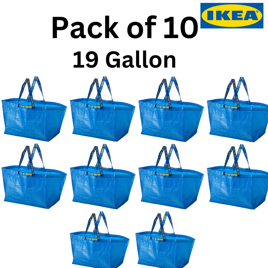 IKEA 10 X LARGE BLUE BAGS Shopping Bag Laundry Storage Travel Tote FRAKTA