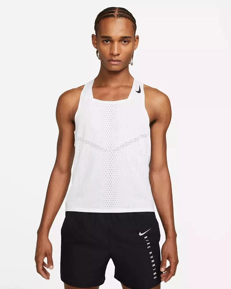 Nike DRI-FIT ADV AeroSwift Running Singlet White Gym DM4624-100 Size M-XL