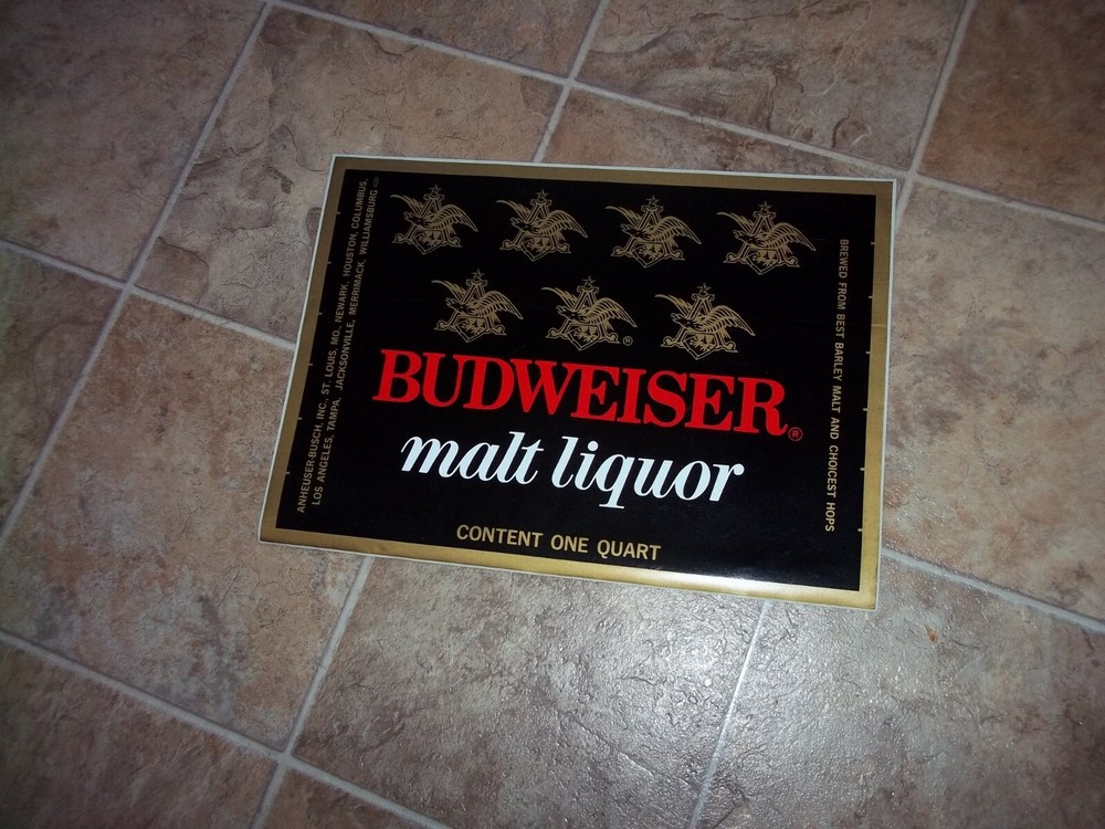HUGE VINTAGE BUDWEISER MALT LIQUOR BEER DECAL SIGN 19