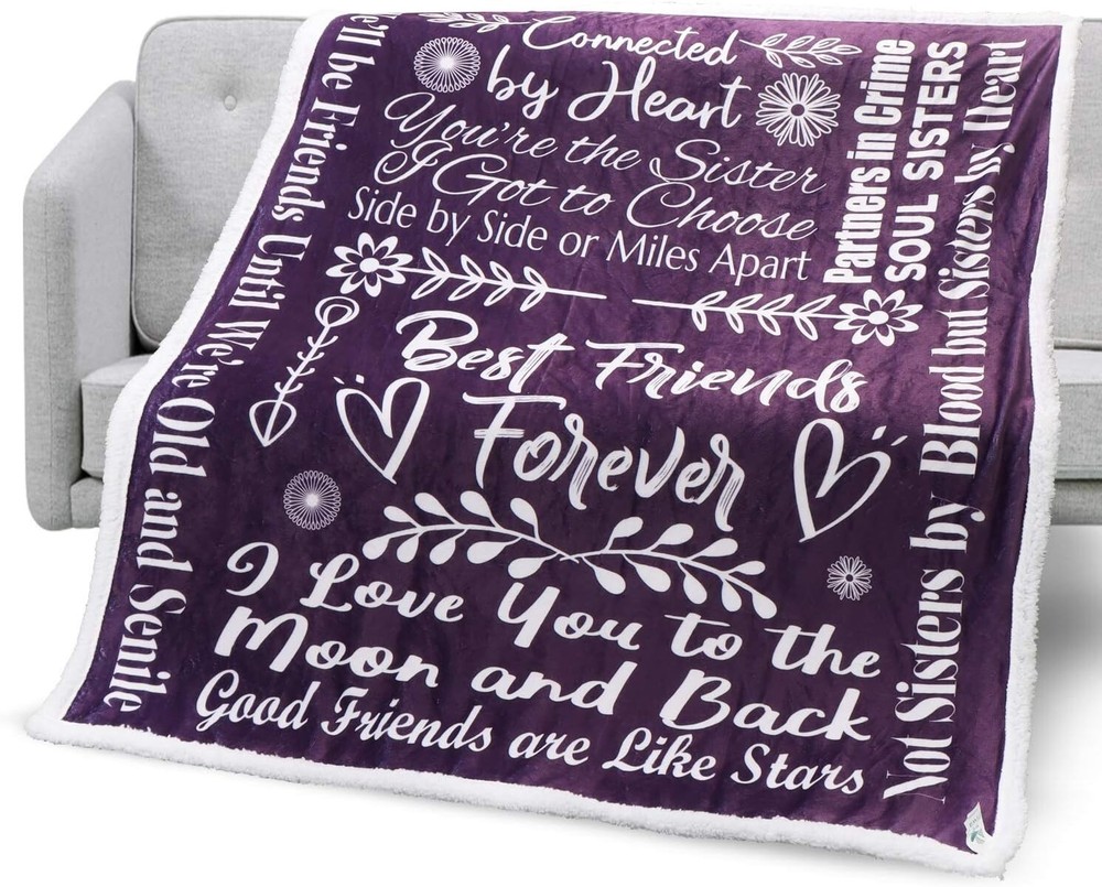 Elegant Letter Print Best Friend Throw - Soft & Hypoallergenic for All Seasons