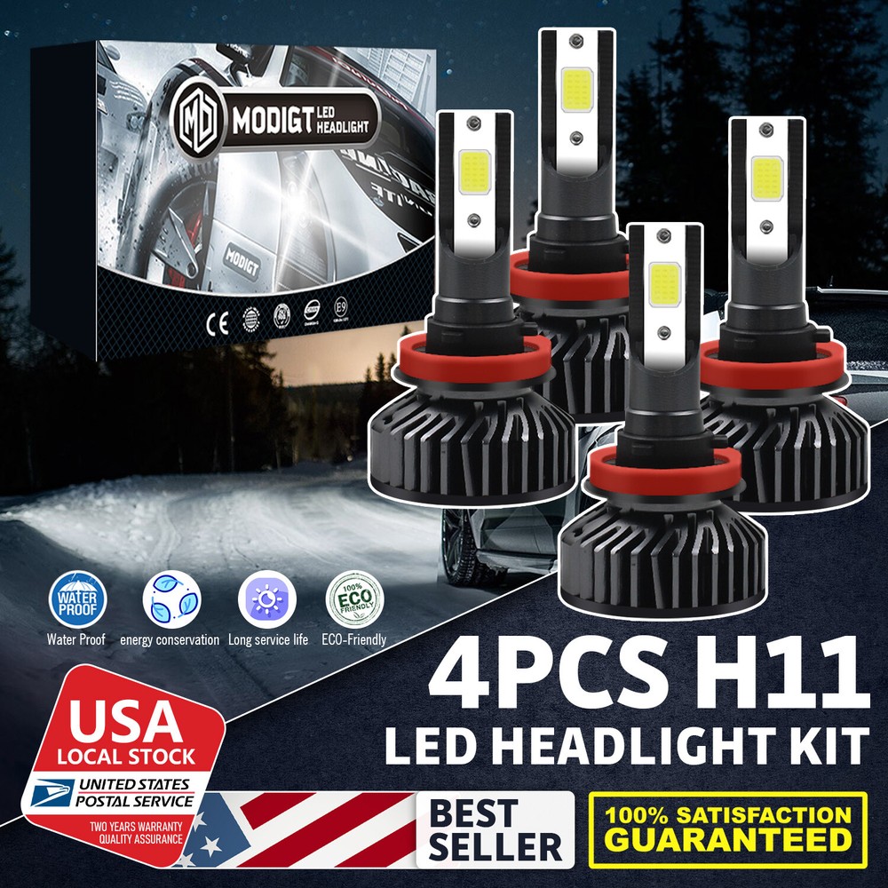 H11+H11 Beam LED Car Bulbs Headlight Lamp Kit 6000K White 20000LM Super Bright