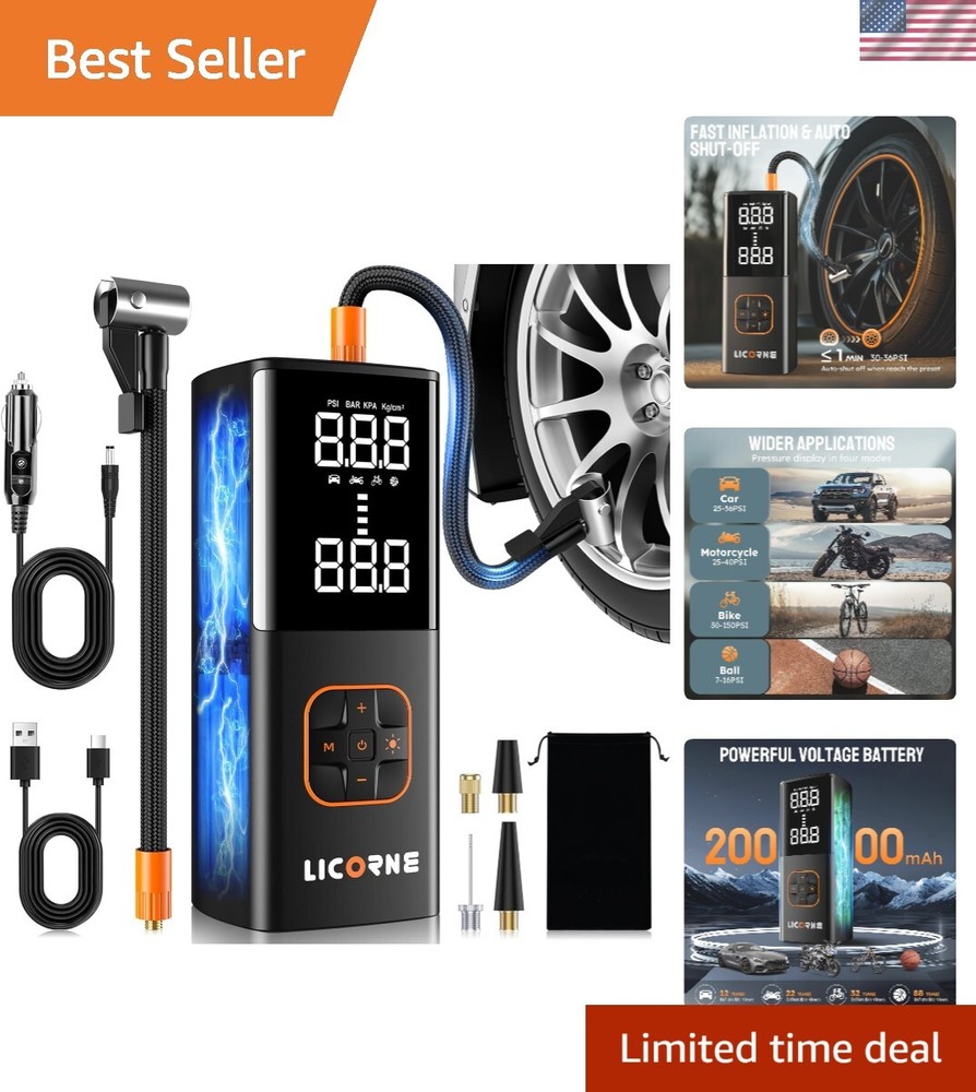 5X Faster Portable Tire Inflator and Air Compressor for Cars