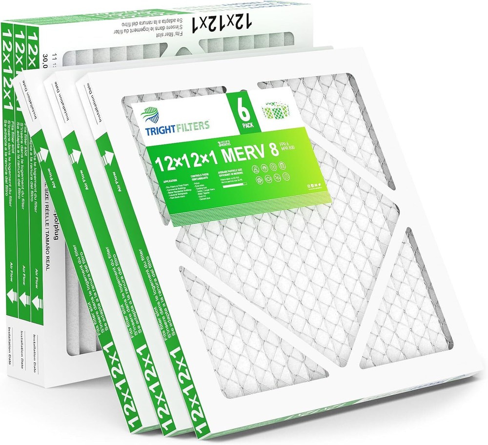 12x12x1 Air Filter 6 Pack, Durable MERV 8 Pleated Home HVAC AC Furnace...