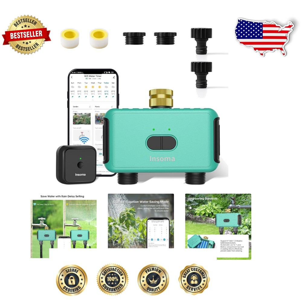 Smart 2-Zone Garden Watering Timer with Voice Control-image