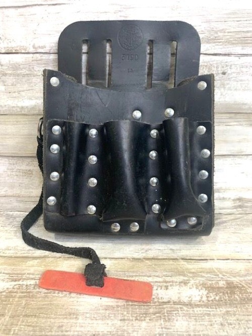 Klein Tools Leather Multi-Pocket Tool Holder 5190 Black with Riveted Design