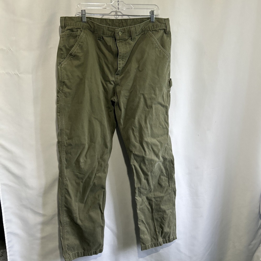 Vintage Carhartt Carpenter Pants 38x34 B324 ARG Green Relaxed Fit