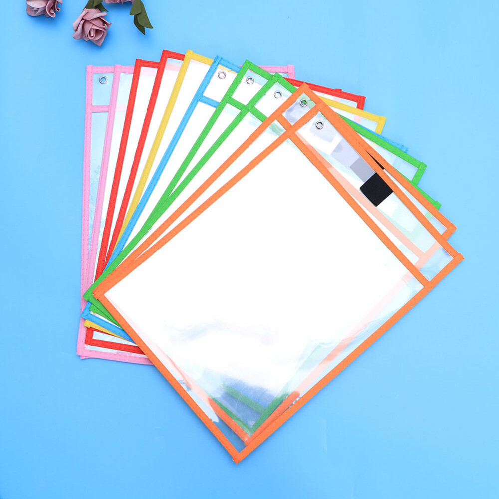 30pcs Reusable Dry Erase Pockets Assorted Colors Stationery Supplies for Office