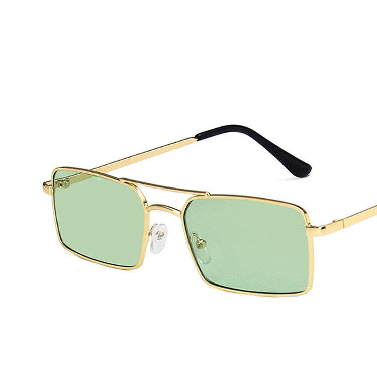 Double Beam Square Metal Sunglasses