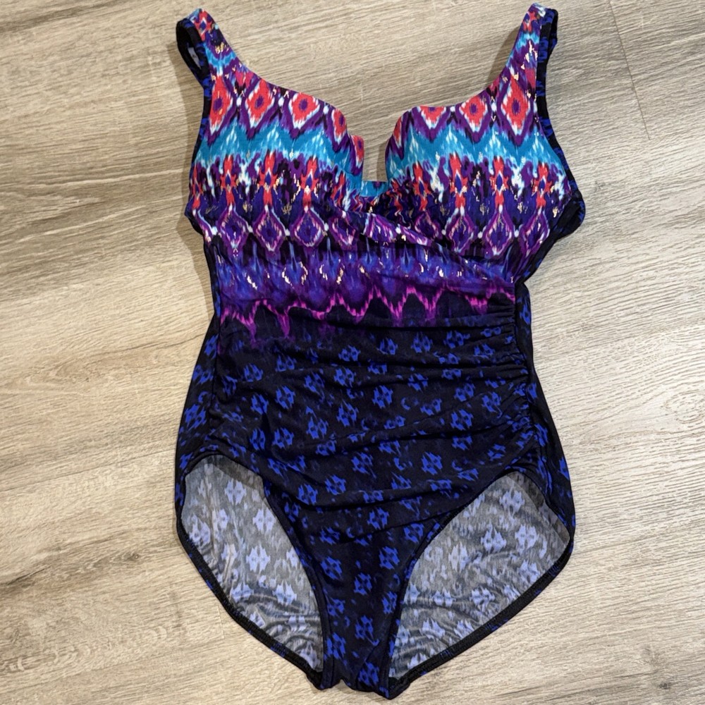 Miraclesuit Escape One Piece Swimsuit 14 Bella Alba Tummy Control Midnight in Slimming Style