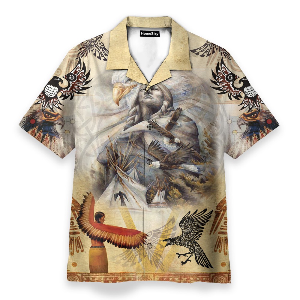 Native American Mens Buttons Up Shirts   Hawaiian Shirt