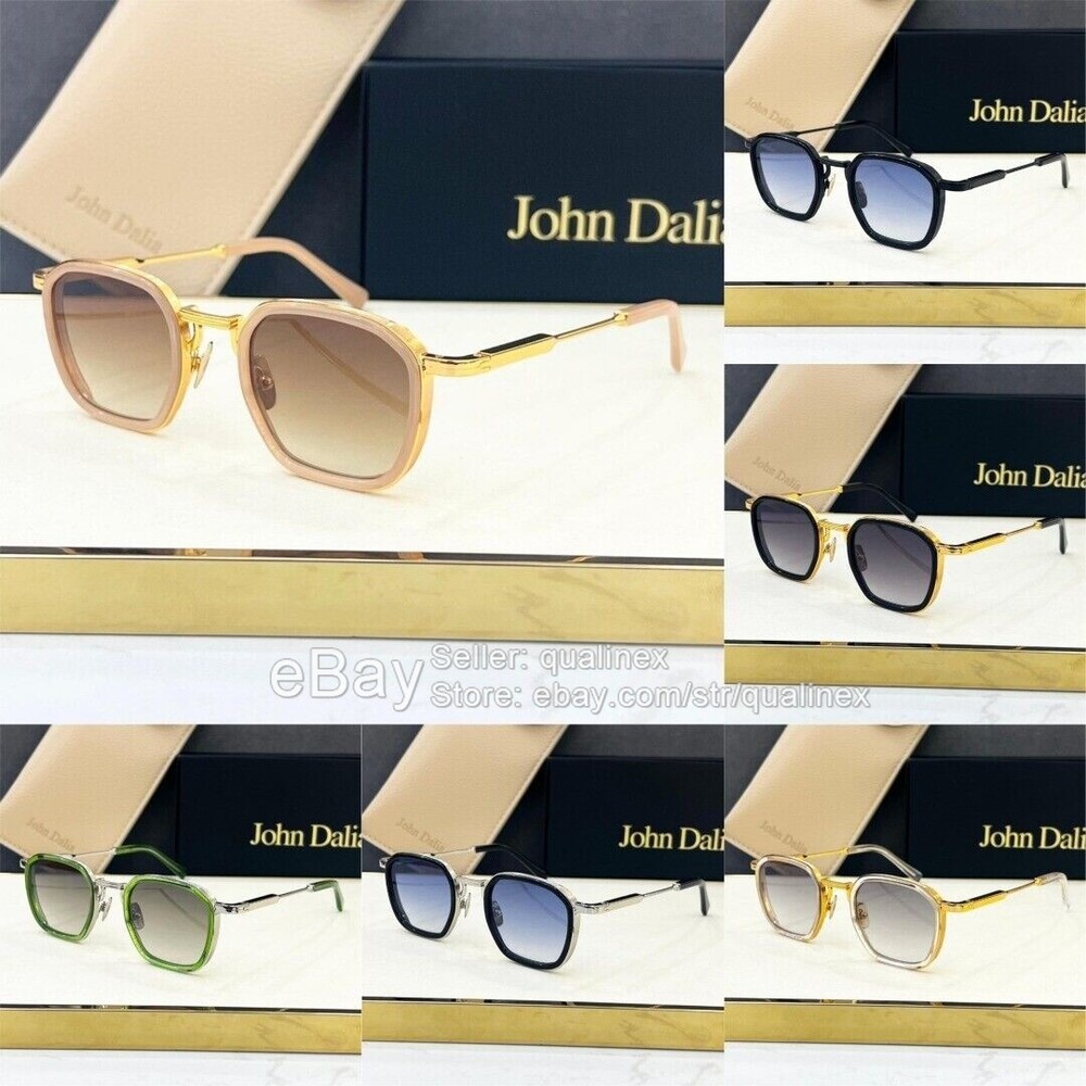 John Dalia LEO Gold Clear Frame Grey Lens Sunglasses Stylish Metal Unisex 46□25