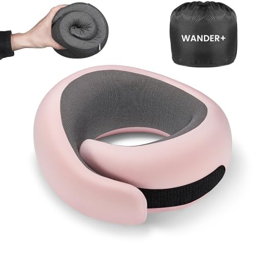 Genuine 100% Memory Foam Travel Neck Pillow for Airplanes in Pink