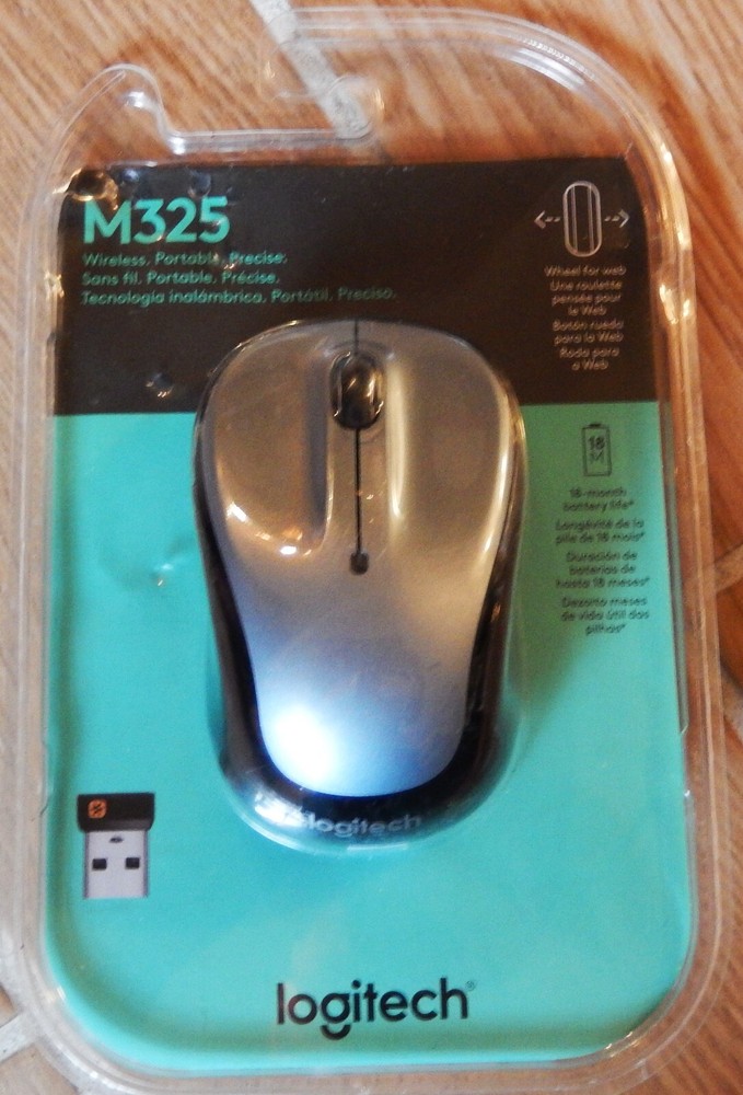 New Logitech M325 Wireless Mouse in Sleek Silver Design