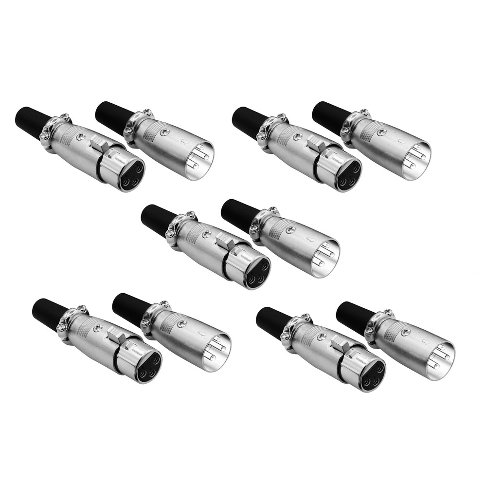 10 Pack XLR 3-Pin Female Male Audio Mic Microphone Adapter Cable Connector Plug