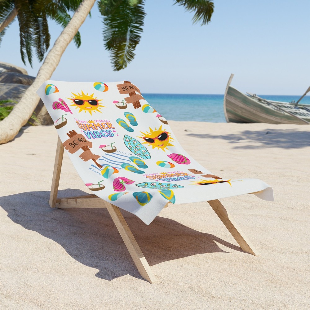 Sunny Beach Towel - Summer Vibes, Beach Day Essential, Perfect for Vacation