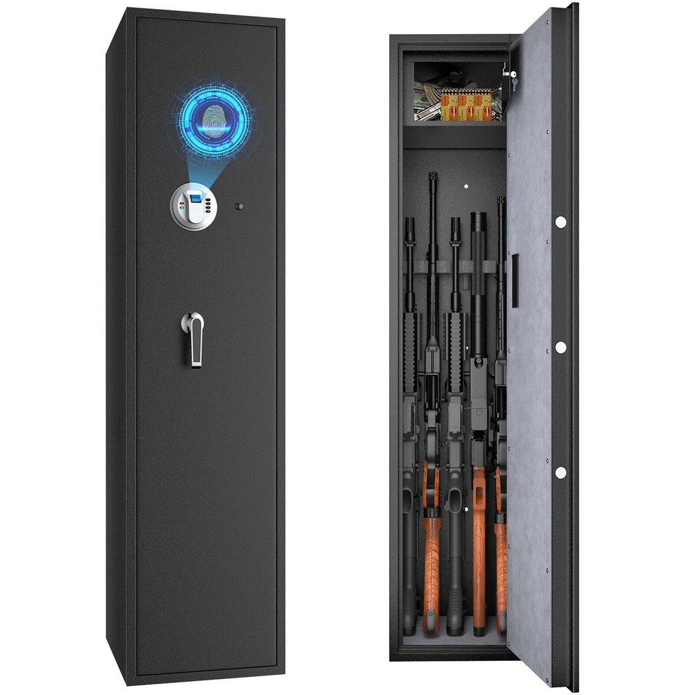 Biometric Fingerprint Rifle Safe Quick Access 5-Gun Cabinet w/ Lockbox-image