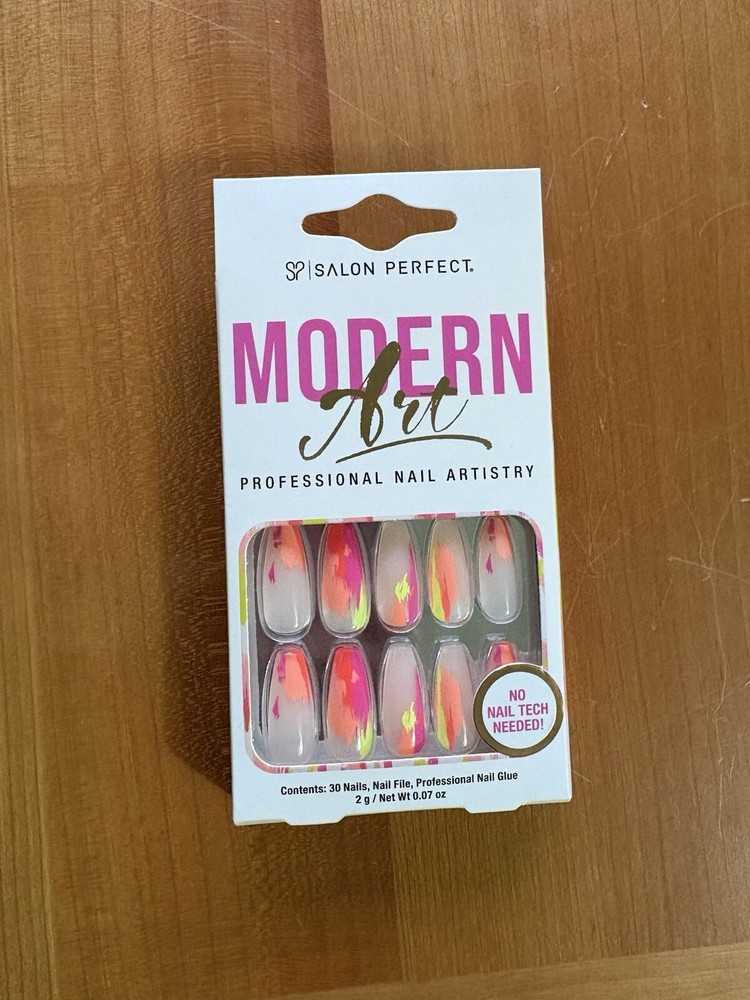 Salon Perfect “Modern Art” Press On Nails | 30 Nails + Nail File + Nail Glue