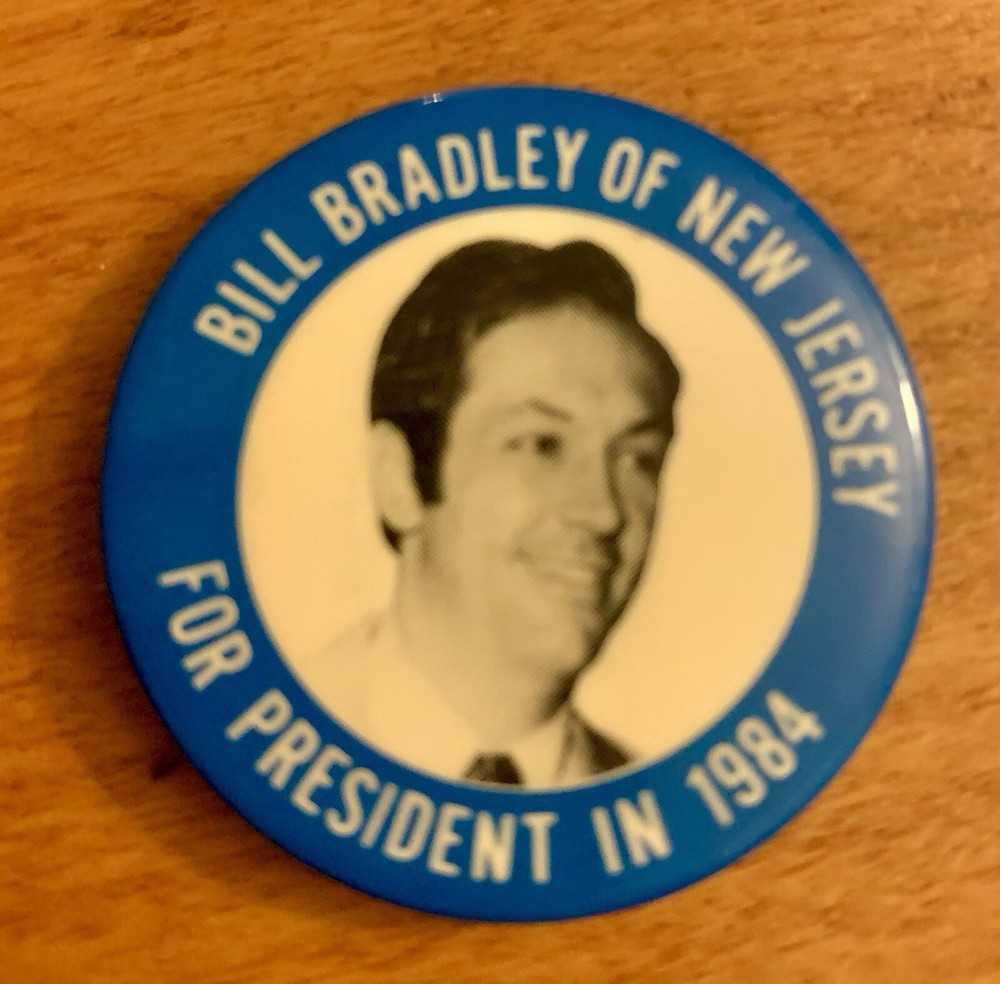 1984 Bill Bradley Hopeful New Jersey Political Campaign Button Pin