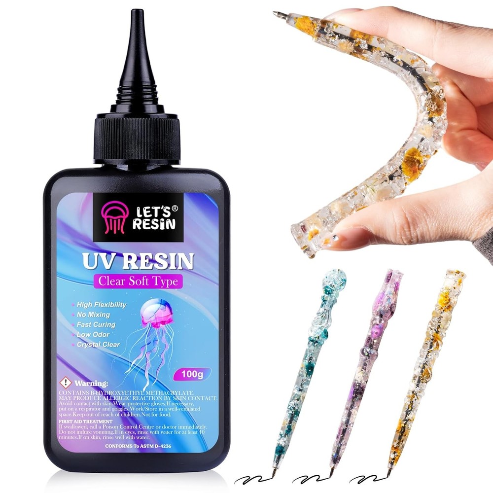 UV Resin Soft Type 100g Flexible Crystal Clear Epoxy for Crafts