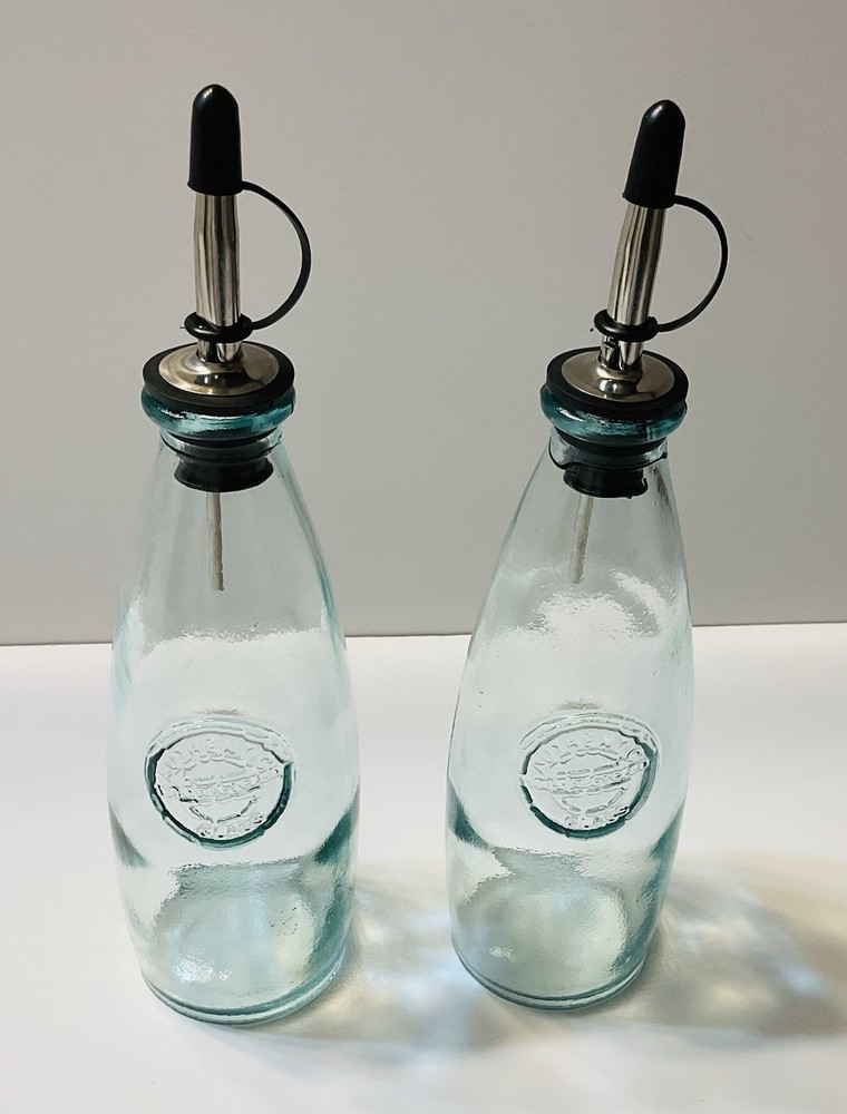 Authentic San Miguel Recycled Glass Oil and Vinegar Dispenser Set of 2