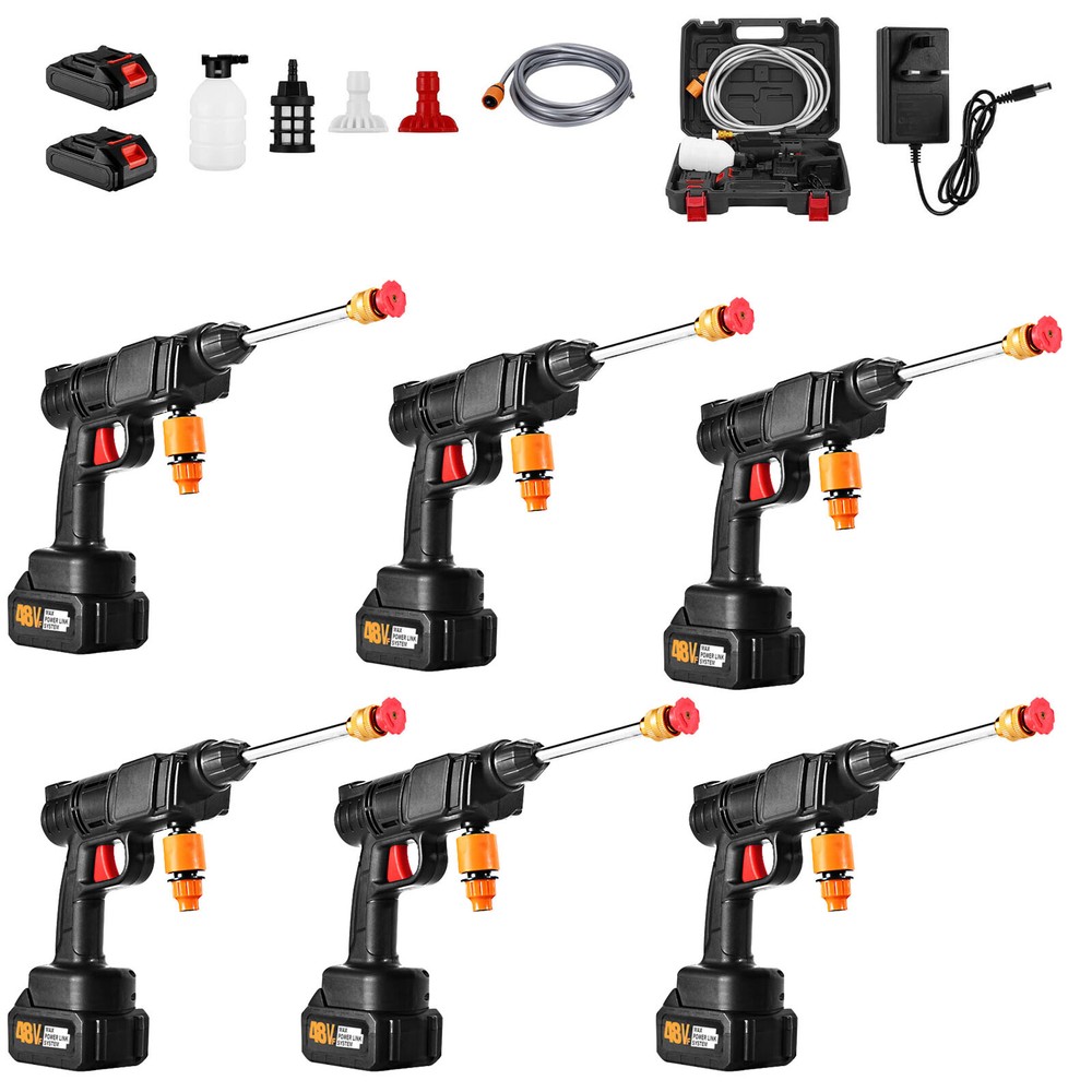 6PCS Cordless High Pressure Electric Car Washer Gun for Yard Cleaning