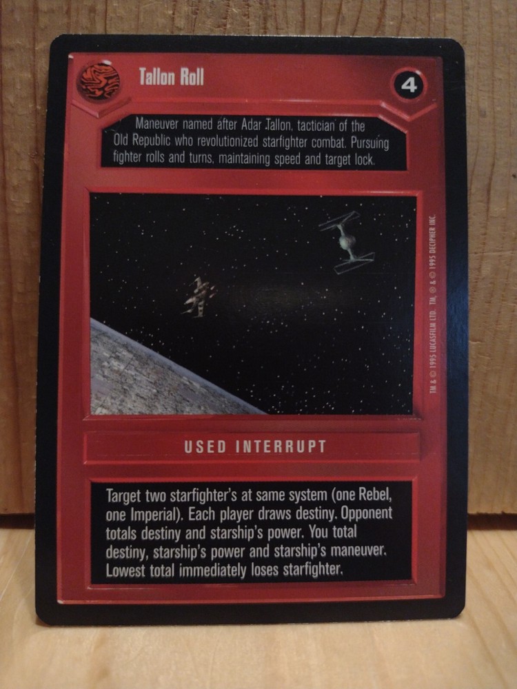 1995 Star Wars Card Game: USED INTERRUPT: TALLON ROLL.   Black BORDER  MC9