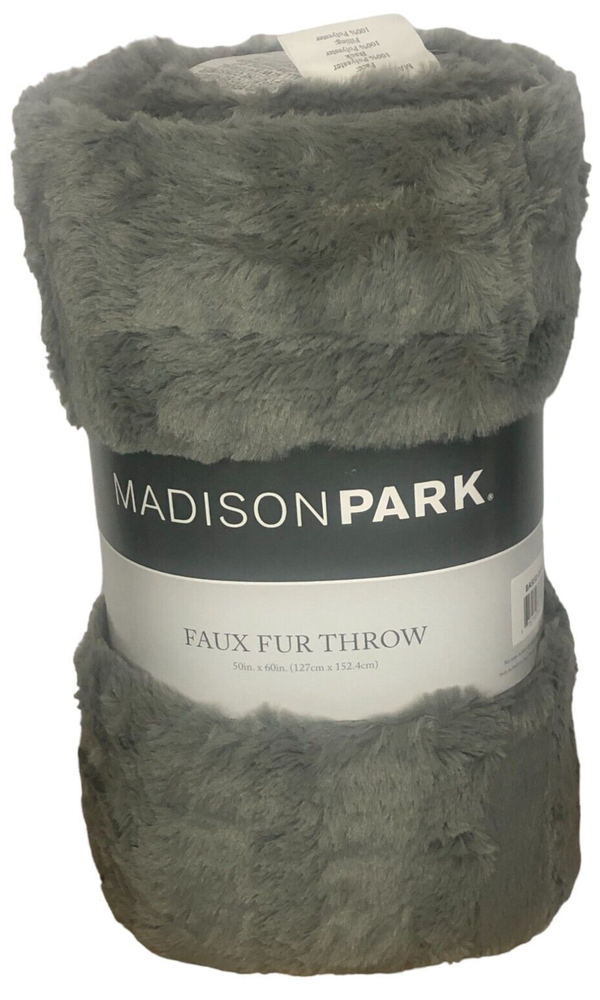 Madison Park Arctic Gray Down-Alternative Plush Throw Blanket 50x60 Ultra Soft