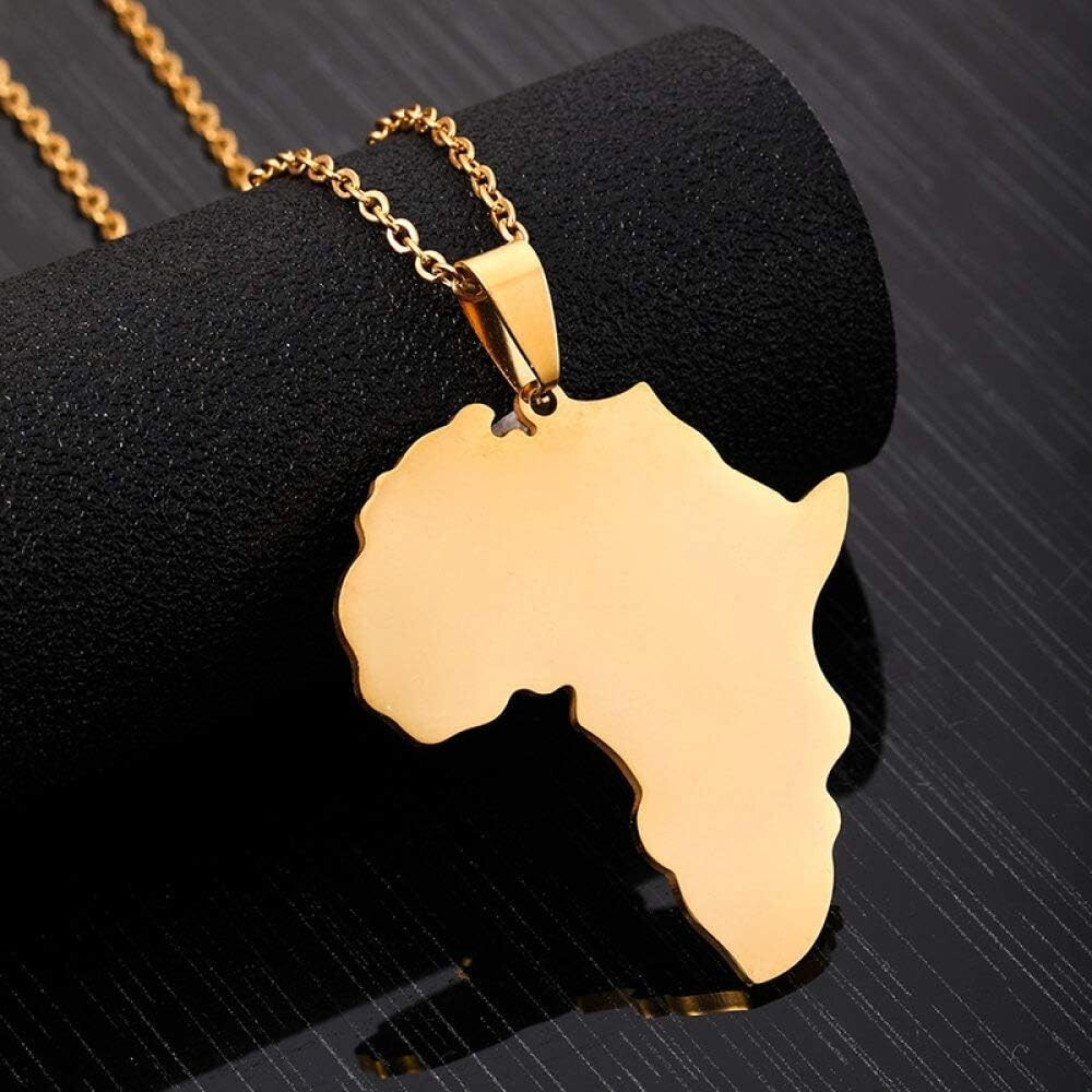 Africa Gold Pendant Necklace - African Continent Map Outline