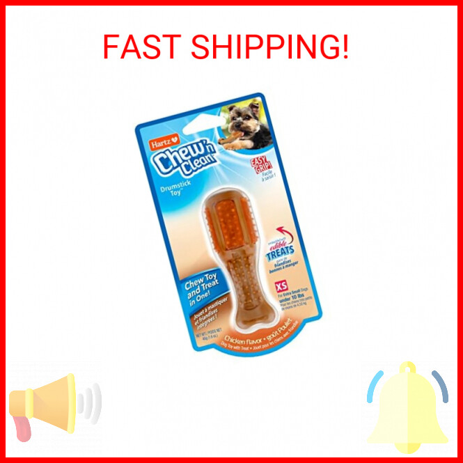 Hartz Chew ‘n Clean Chew Toy and Treat in One Chicken Flavored Drumstick Dog Toy