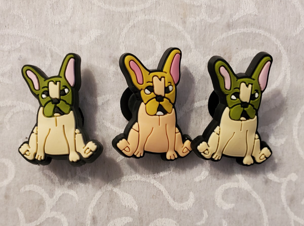 French Bulldog Shoe Charms / Button Dog Frenchie Brand NEW Lot of 3