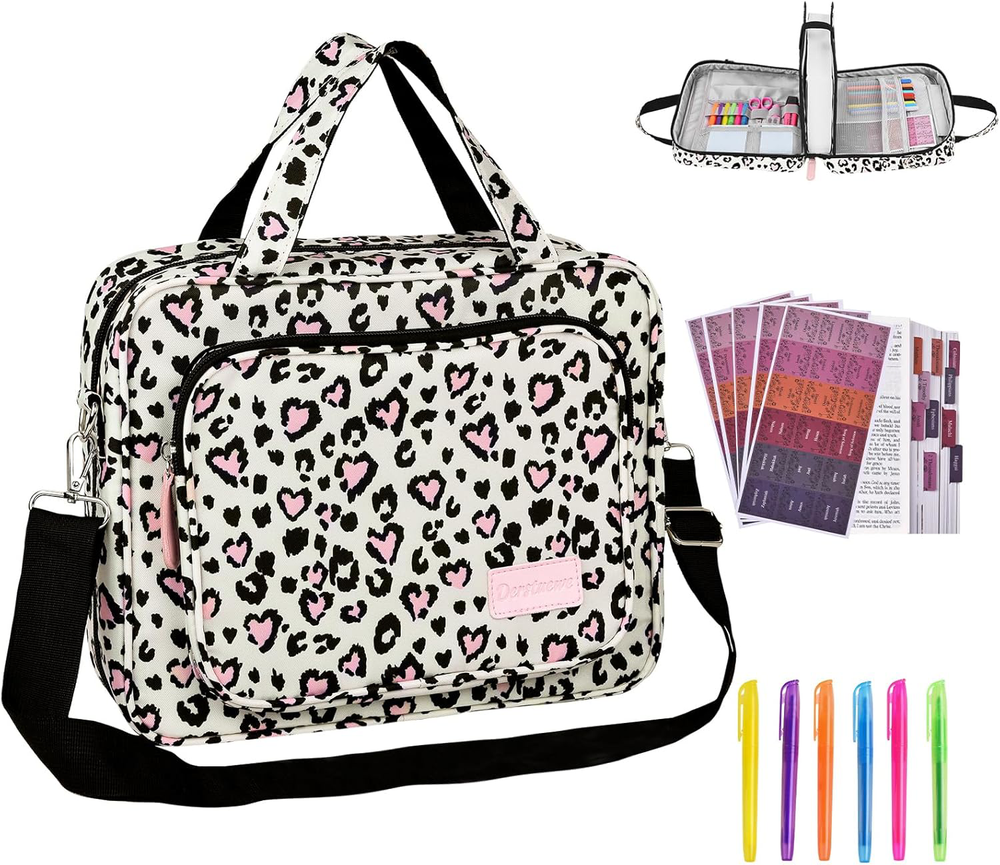 Bible Cover with Handle and Zipper Pocket for Church - Dandelion Design