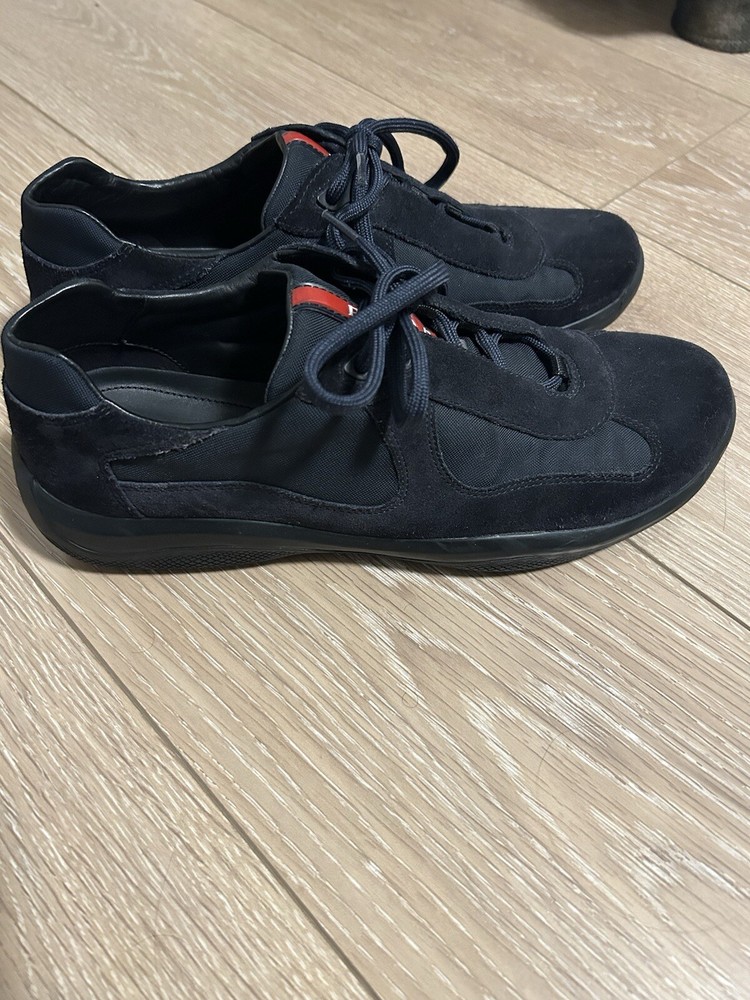 Prada Men's America’s Cup Sneakers in Navy and Black