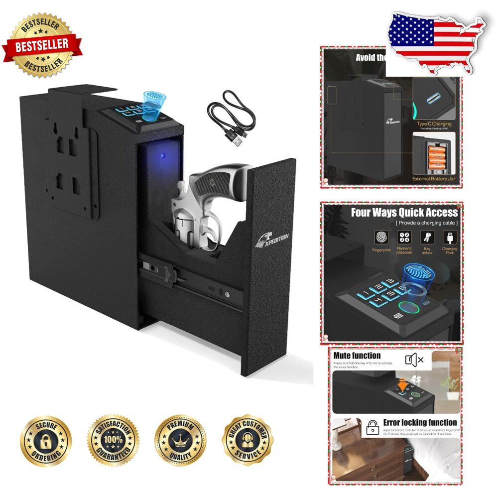 Biometric Handgun Safe with Quick Access Sliding Door - Security and Convenience-image
