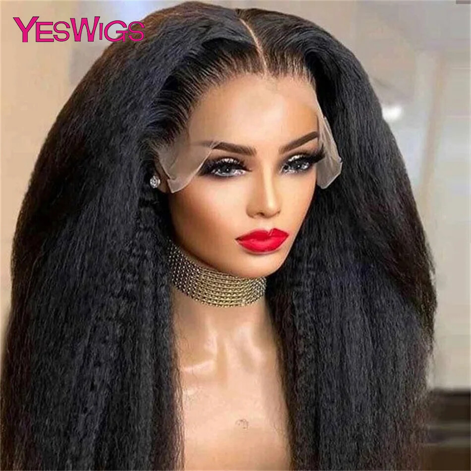 13x4 HD Transparent Kinky Straight Lace Front Wig with Pre-Plucked 4x4 Closure