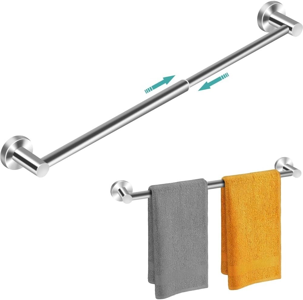 Adjustable Rustproof Silver Wall Mounted Bathroom Towel Rack 1 Pack