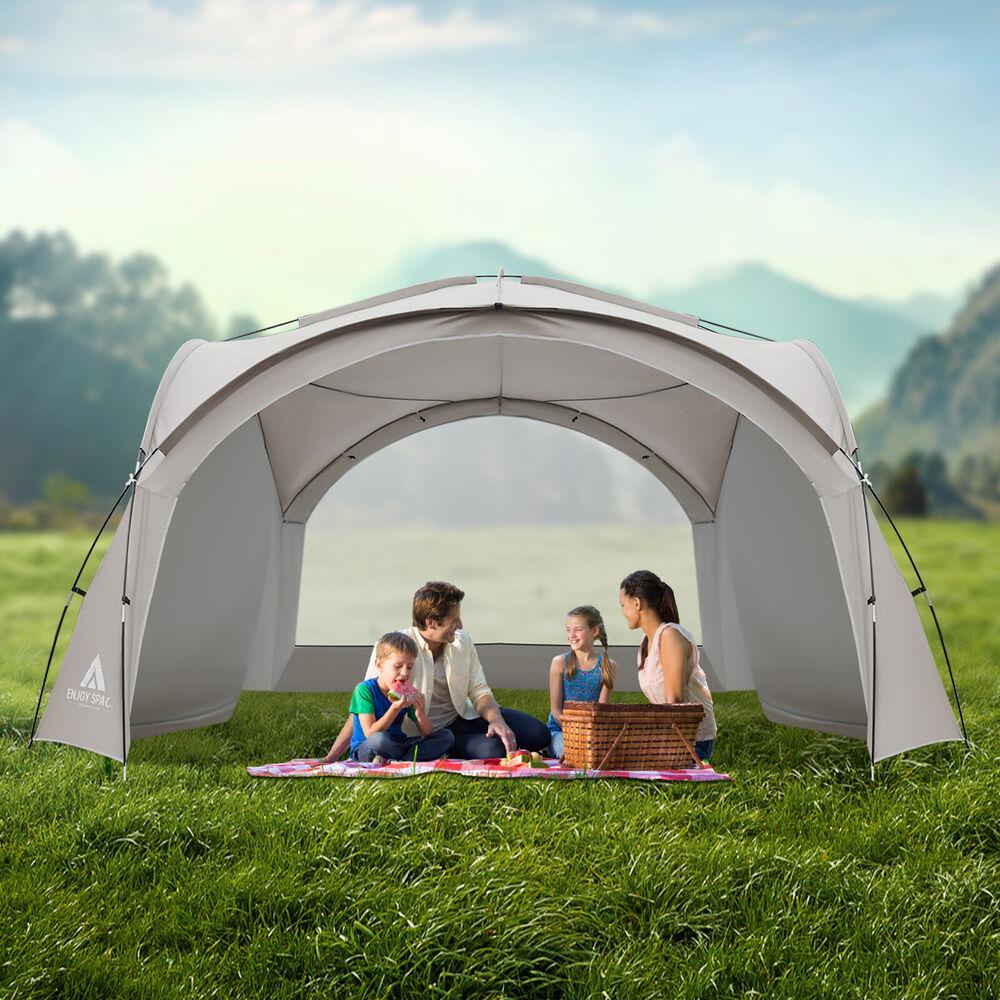 Portable 6-8 Person Beach Tent Sun Heat Resistant Outdoor Canopy Shelter Khaki  