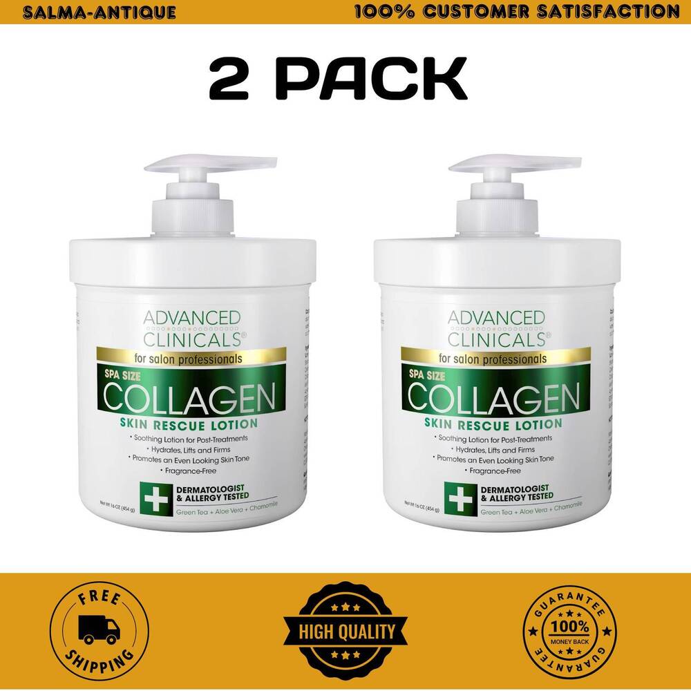 Advanced Clinicals Collagen Skin Rescue Lotion. Hydrating Body Cream for Hands,