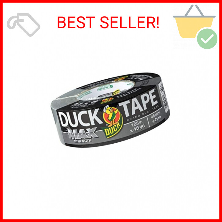 Duck Brand Max Strength Duct Tape, Silver, 1-Roll Pack, 1.88 Inch x 45 Yards, 24