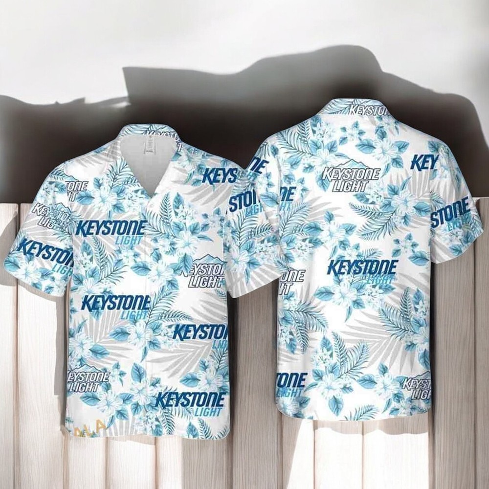 Keystone Light Beer Tropical Flower Pattern Hawaiian Shirt Gift For Beach Trip