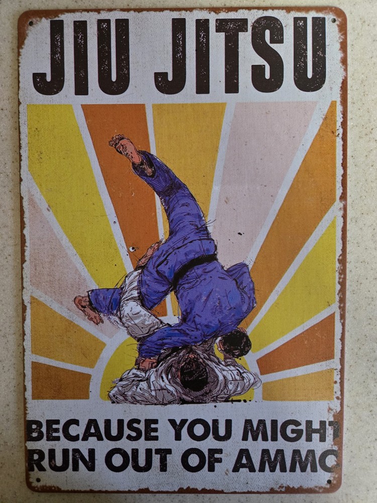 Jiu Jitsu Metal Wall Sign 8x12 - Train Hard Fight Smart
