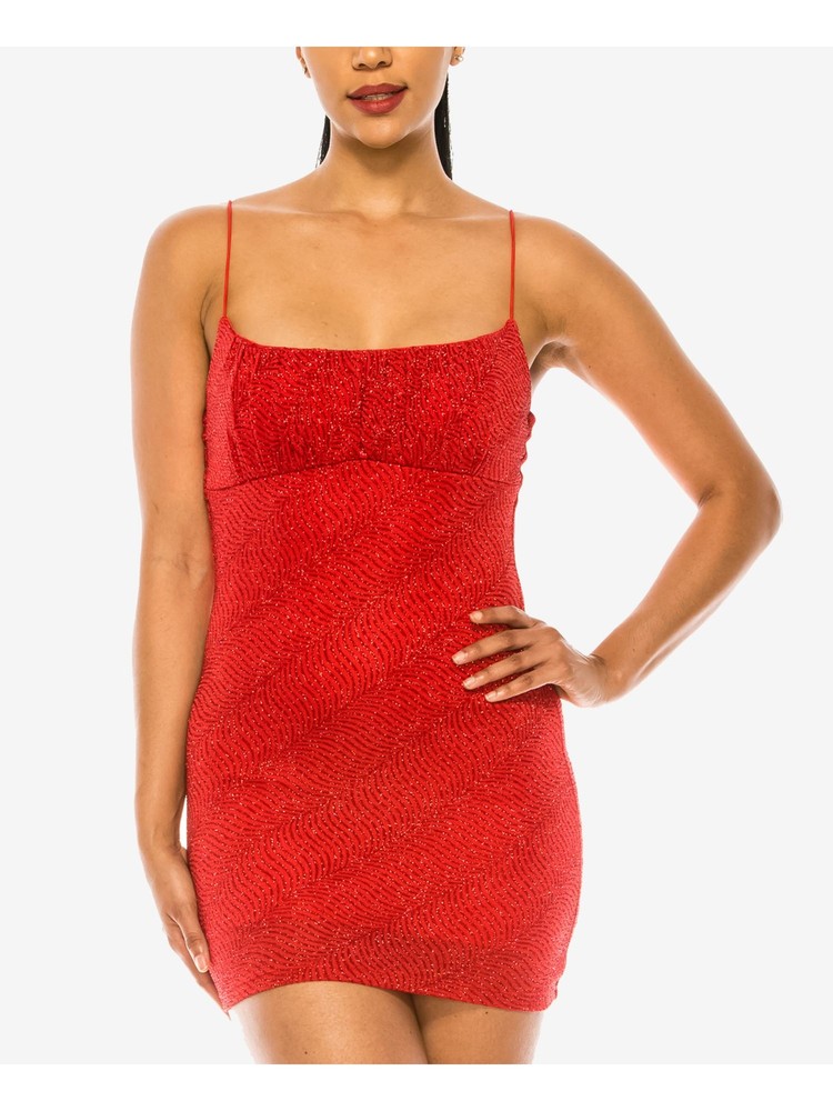 B DARLIN Womens Red Spaghetti Strap Mini Party Body Con Dress XL