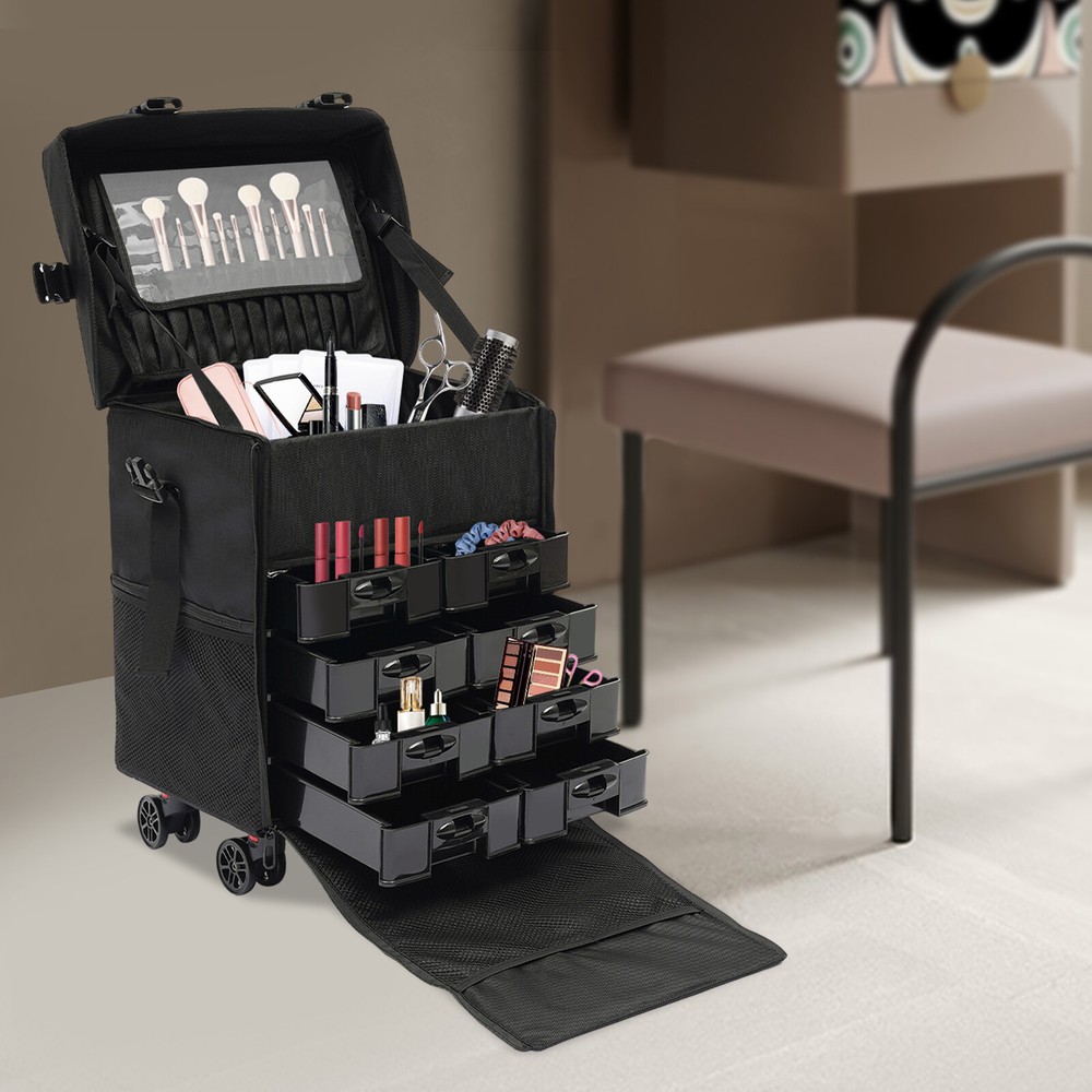 Makeup Case Professional Rolling Cosmetic Case with Drawers Travel Trolley