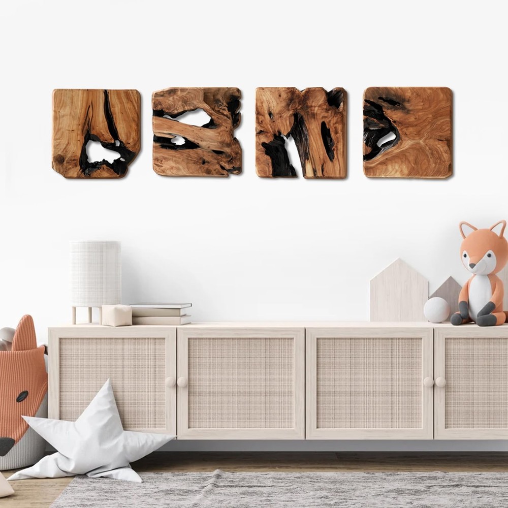 4 Pieces of Handmade Wall Sculptures, Rustic Abstract Wall Décor for Living R...