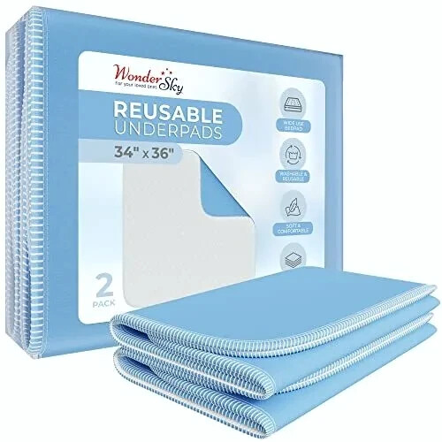 2 Pack Washable Underpads Reusable Incontinence Bed Pads Waterproof Pee Pads