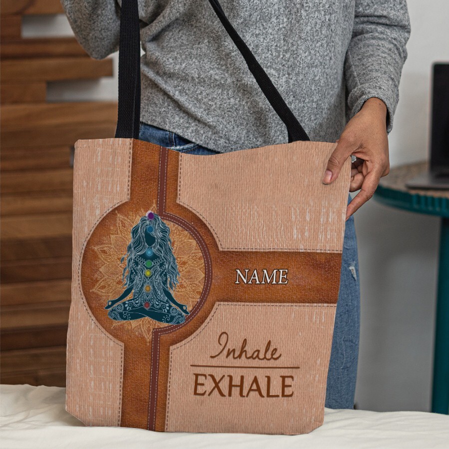 Personalized Vintage Yoga Tote Bag for Workouts and Yoga Lovers Gift-image