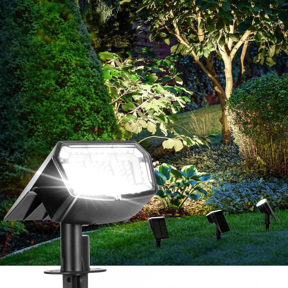 AUDERWIN Waterproof Solar Spot Lights with 63 LEDs and 3 Lighting Modes, 4 Pack IP65 for Outdoor Use