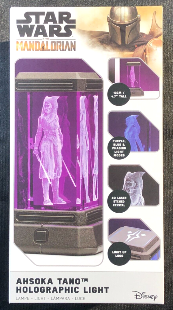 STAR WARS Mandalorian AHSOKA TANO Holographic 3D Etched Crystal Light