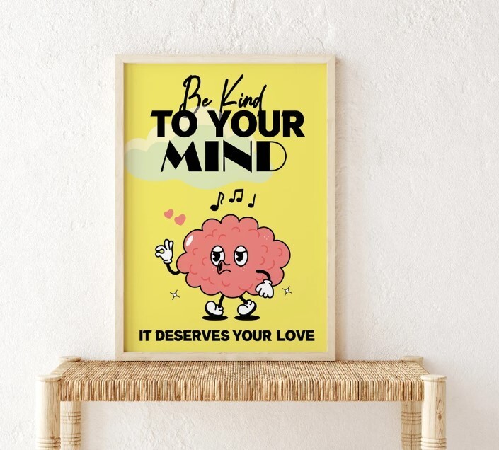 Kind Mind Motivational Poster for Home or Counselor Office