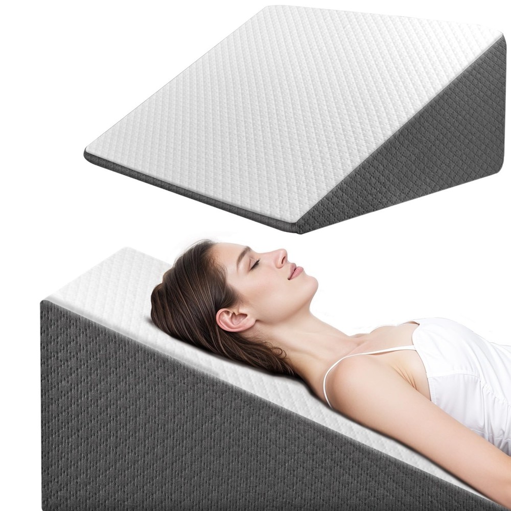 12-Inch Wedge Pillow for Sleep Apnea & Headboard Support